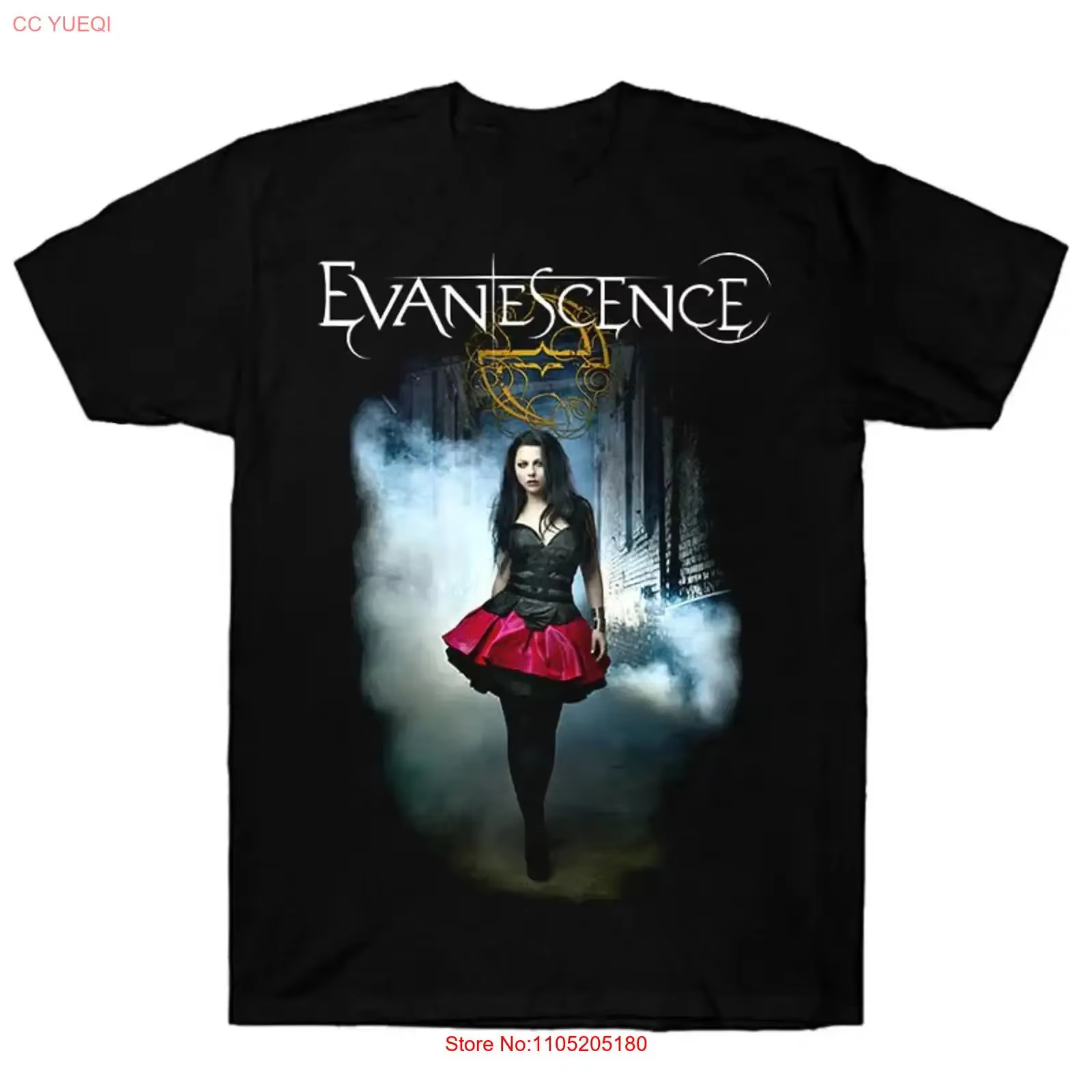 Evanescence Amy Lee t-shirt coton noir hommes taille S à 3XL MD1342 vintage lavé doux vêtements de créateur unisexe décontracté