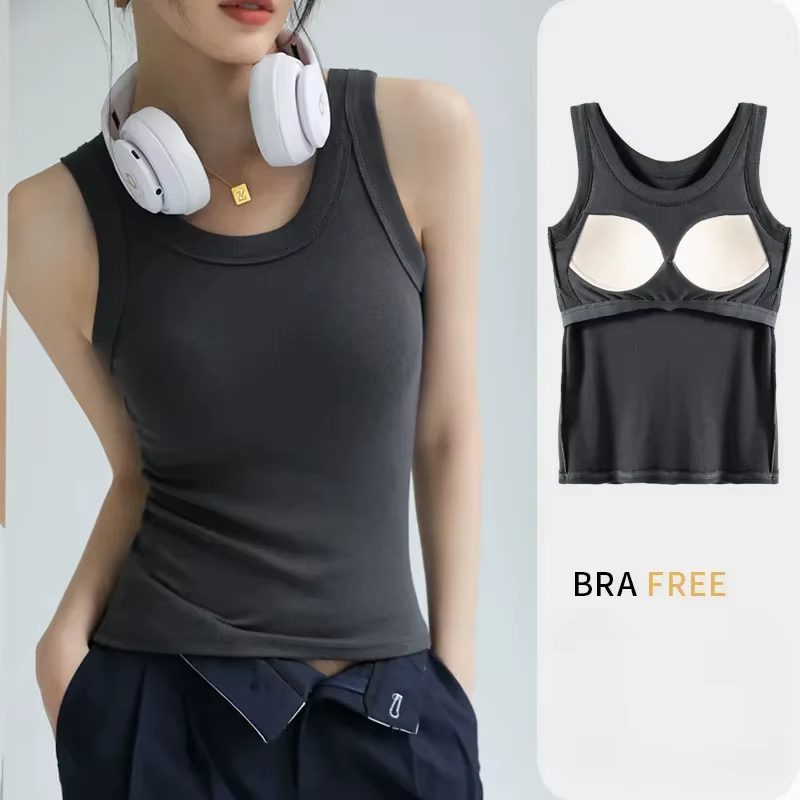 Débardeur de soutien-gorge intégré sans couture pour femmes