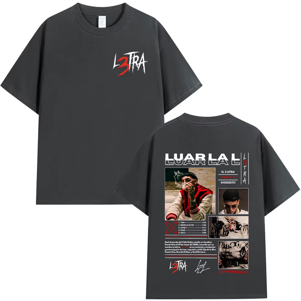 Rappeur Moonlight La L Album de musique L3TRA T-shirts hommes femmes Hip Hop mode manches courtes