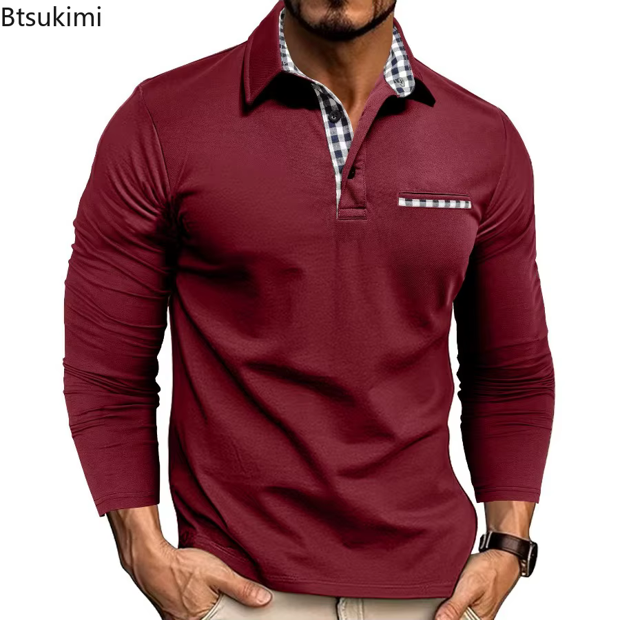 Nouveaux Polos Homme Manches Longues 2026 – Collection Printemps-Automne – Coupe Slim Décontractée – Col Rabattu – Hauts Tendance de Haute Qualité – T-shirts Masculins