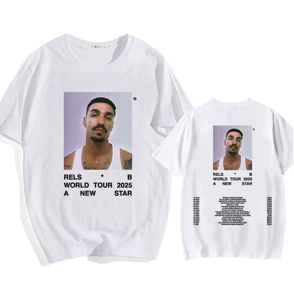 Un nouveau Star World Tour 2025 Rels B t-shirt Hip Hop unisexe Streetwear à manches courtes col rond hommes