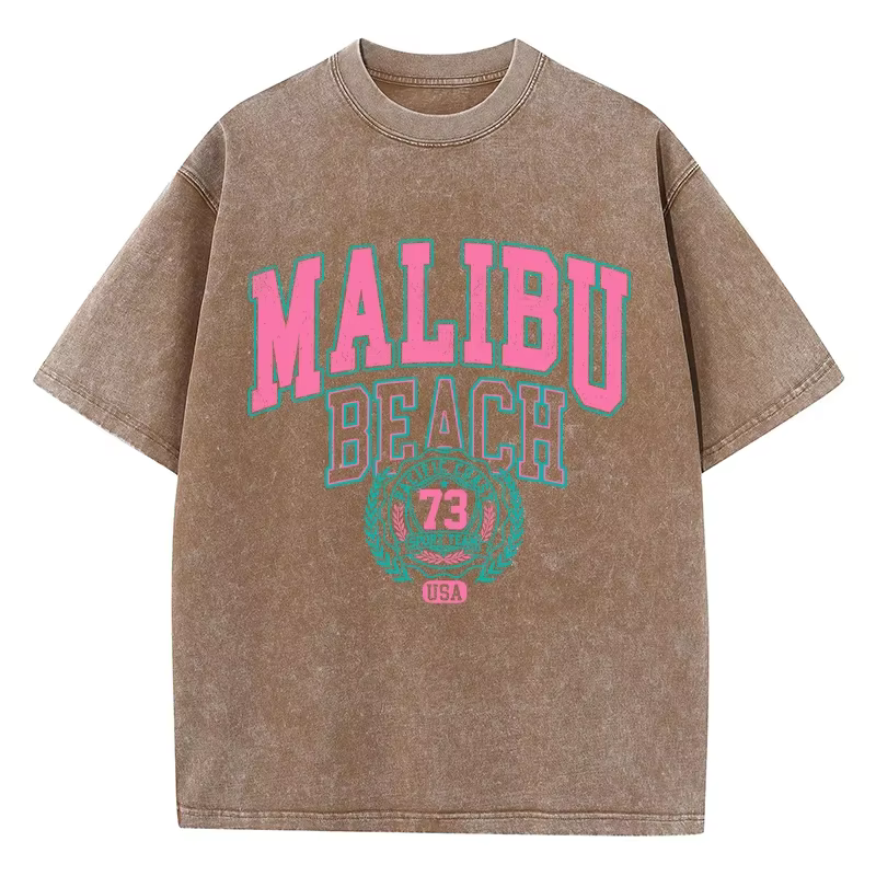 Malibu-T-shirt de plage en coton délavé pour femme