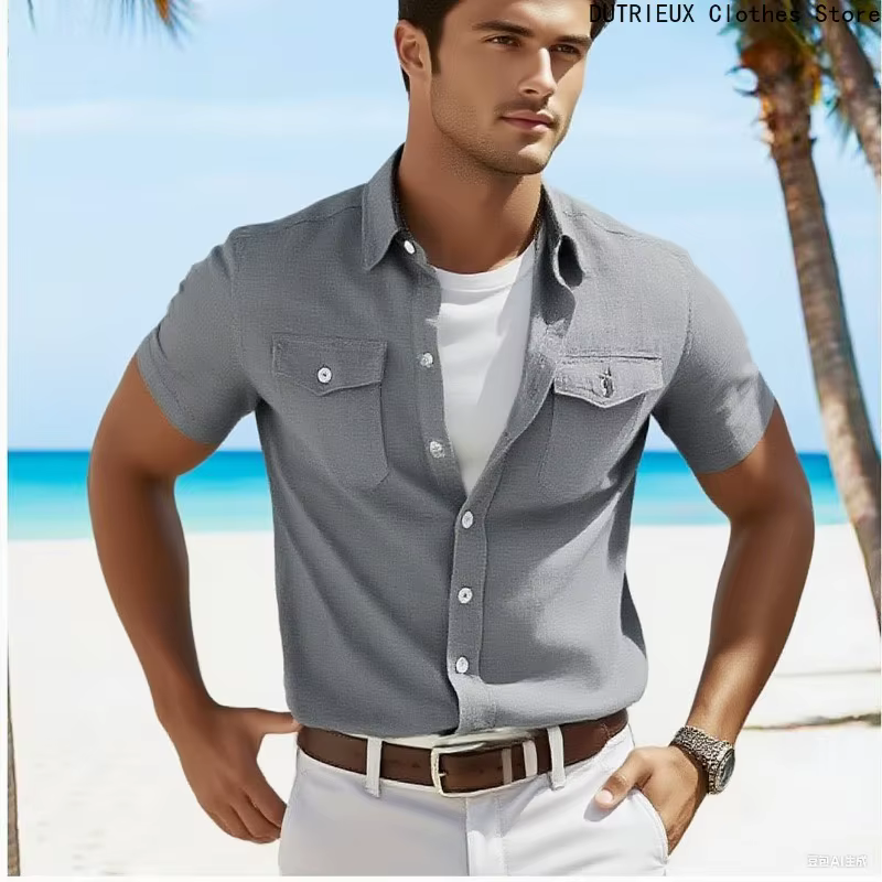 Chemise en coton à manches courtes pour hommes T-shirt