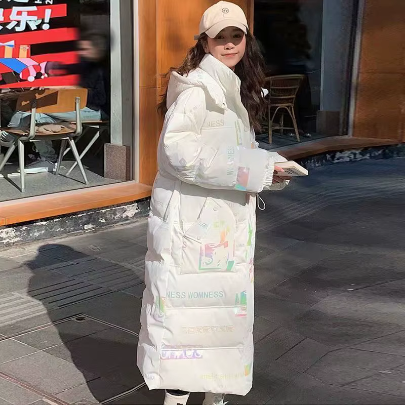 Parka pour femmes, nouveau visage brillant, vêtements longs colorés rembourrés, couleur magique, veste épaisse, vêtements d'extérieur à capuche, manteau Streetwear