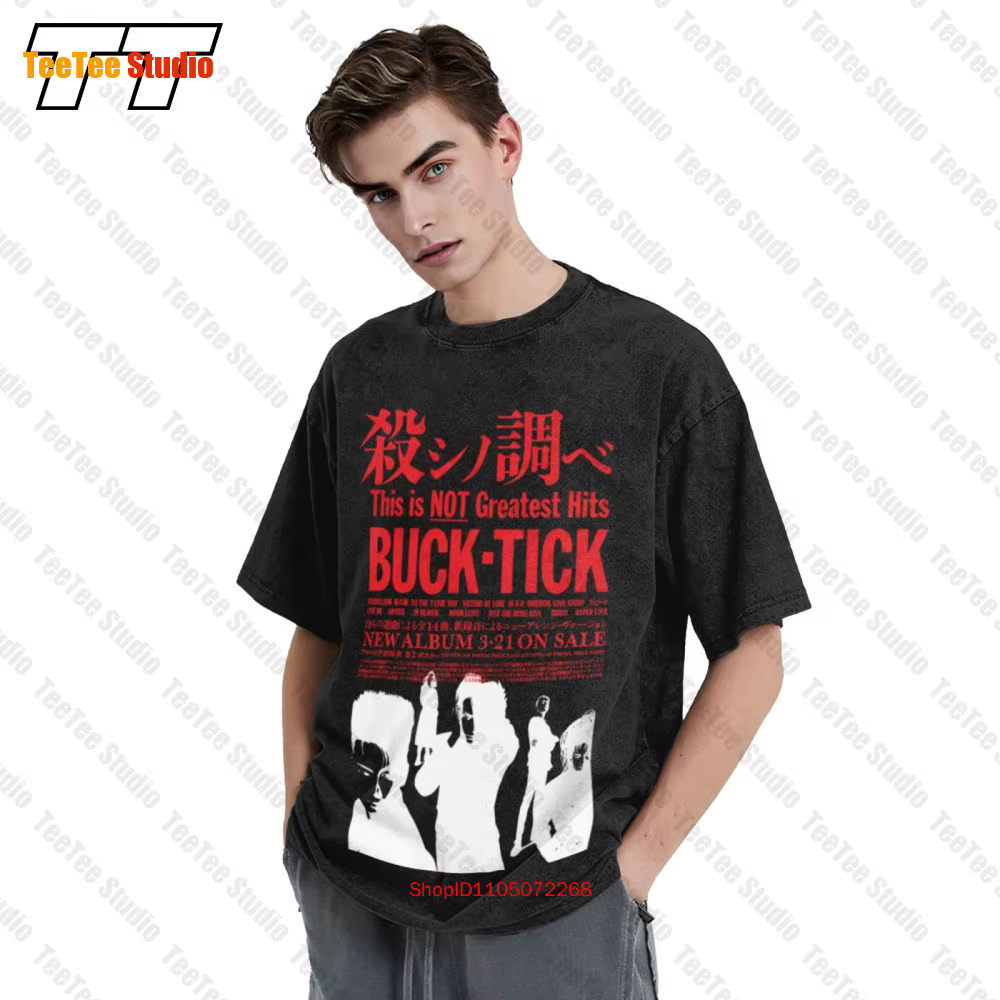 T-shirt surdimensionné vintage Buck Tick, ce n'est pas le plus grand visage complet JAWQ