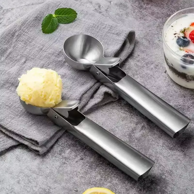 Cuillère à glace à double usage en acier inoxydable, cuillère à glace multifonctionnelle pour fruits, fournitures de cuisine
