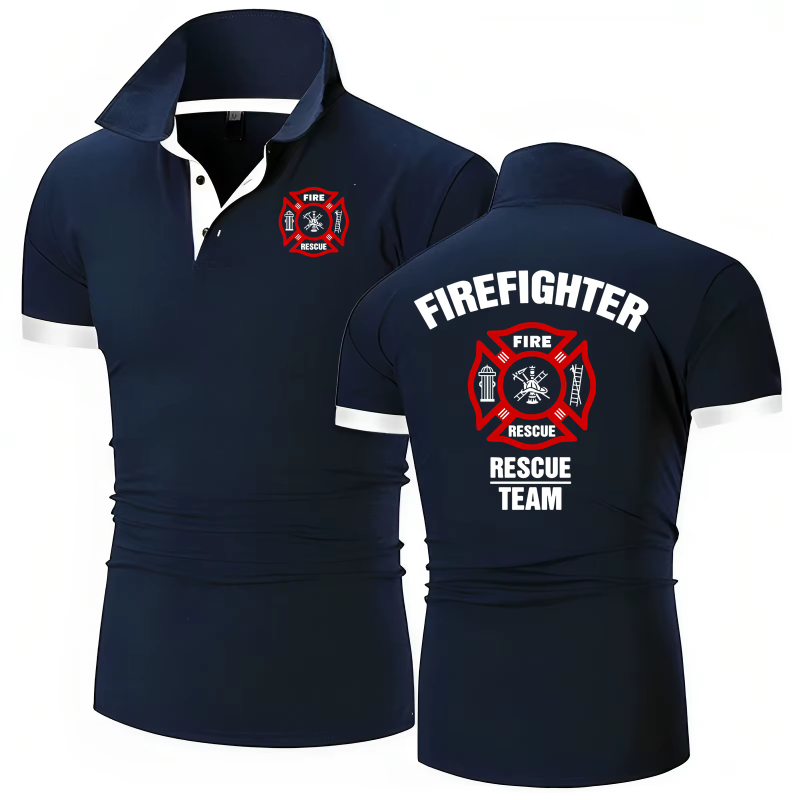 Polo de l'équipe de sauvetage de pompier pour hommes