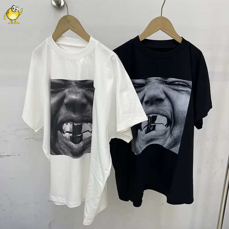 T-shirt décontracté YZY noir et blanc à manches courtes pour homme et femme