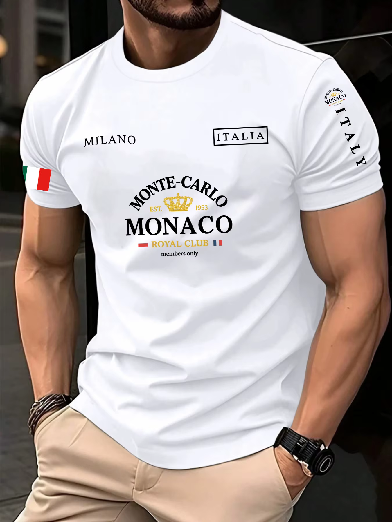 Monaco lettre drapeau imprimé 100% coton hommes femmes T-shirt été automne quotidien Sports de plein air fête décontracté ample rue à manches courtes