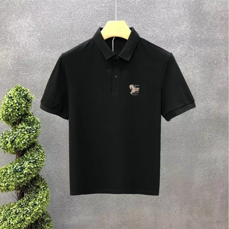 Hommes avec col T-shirt imprimé blanc col rond noir haute qualité luxe décontracté pas cher hauts Kpop vêtements en gros