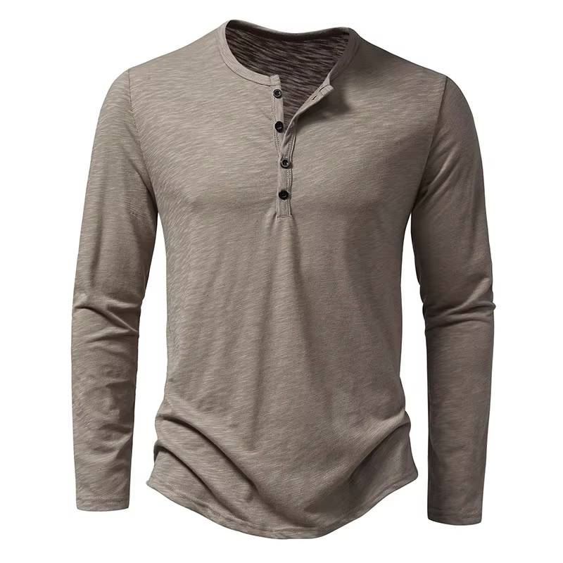 T-shirt Henley à manches longues pour homme