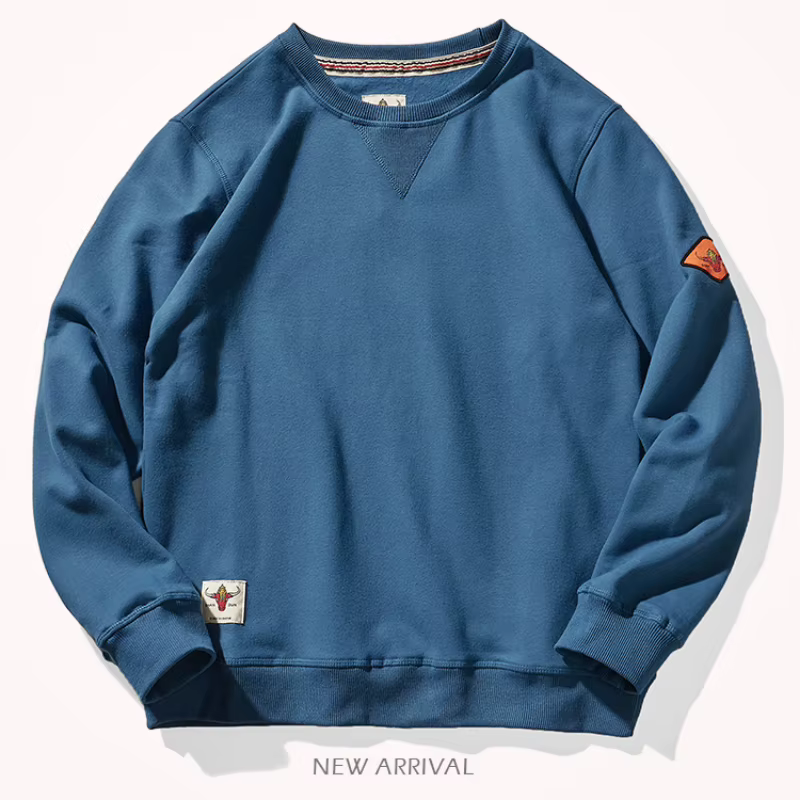 Pull sans capuche à col rond pour homme, pull en coton peluche, haut de sport simple, manches longues, monochrome, printemps et automne, 300g