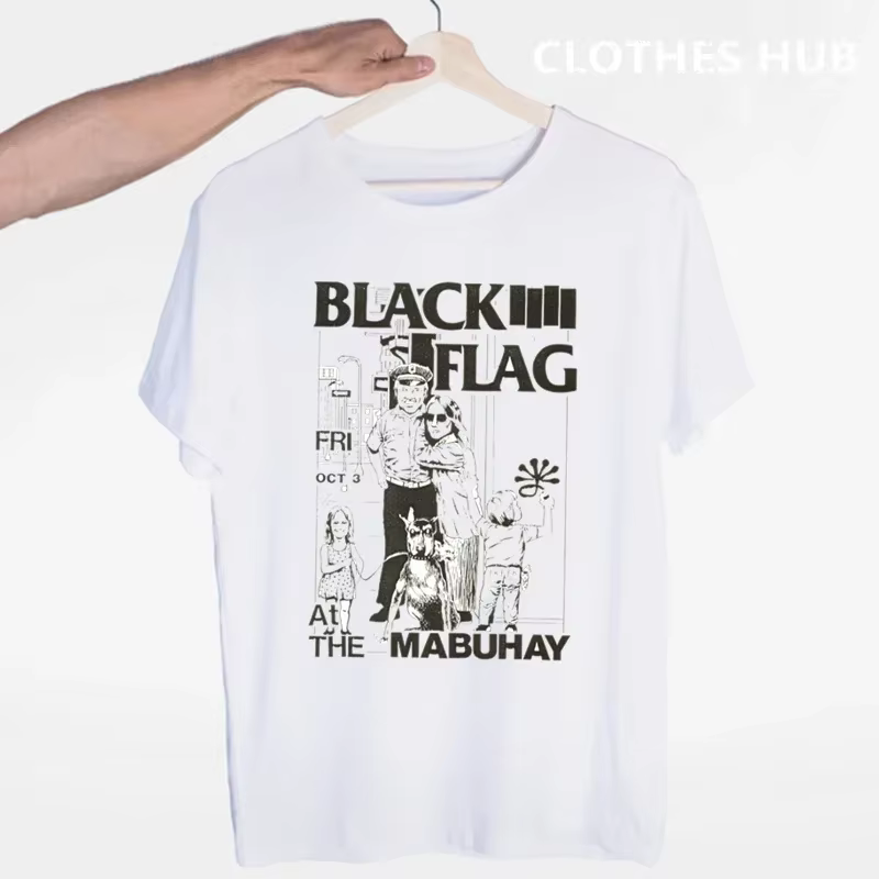 T-shirt drapeau noir été col rond manches courtes groupe de Punk Rock Henry Rollins grands barres