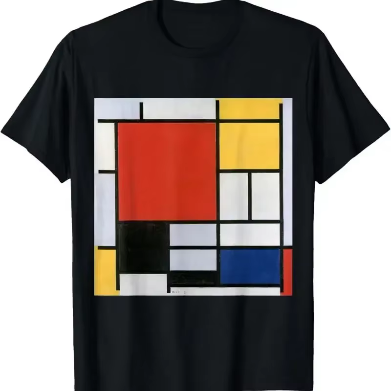 Composition de Mondrian avec t-shirt de peinture artistique rouge
