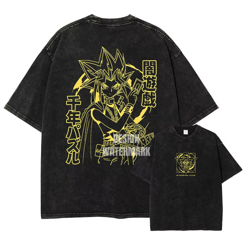 Anime y-yu Gi Oh t-shirts surdimensionné Vintage lavé Yugi Muto T-shirt Manga Joey Wheeler