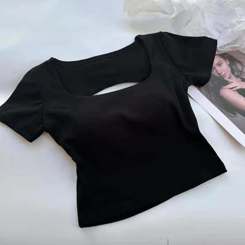 Crop top dos nu à col carré pour femme
