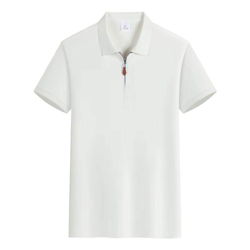 Polo décontracté léger à col zippé pour homme