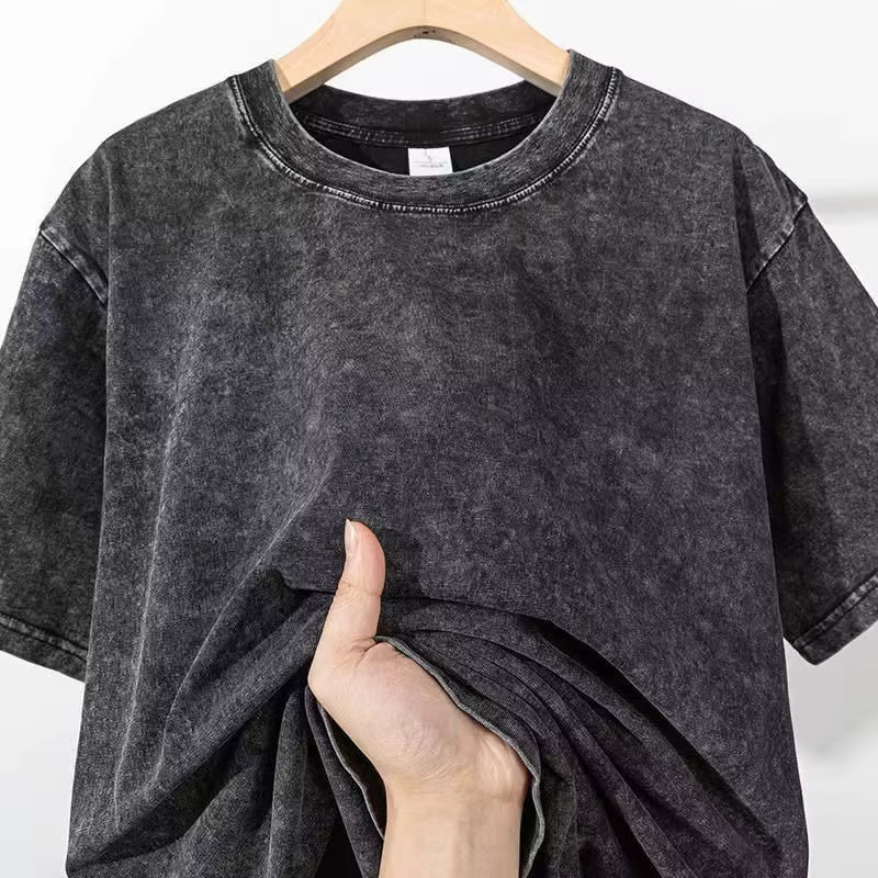 T-shirt d'été pour hommes 230G coton lourd Vintage lavé T-Shirts surdimensionné à manches courtes en vrac Streetwear