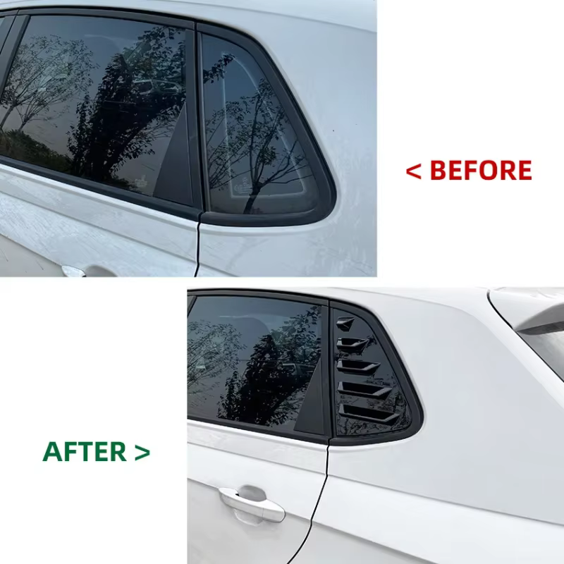 Coques de ventilation latérales pour vitres arrière de voiture, aspect carbone noir brillant, pour VW Polo MK6 2018 2019 2020 2021 2022 2023
