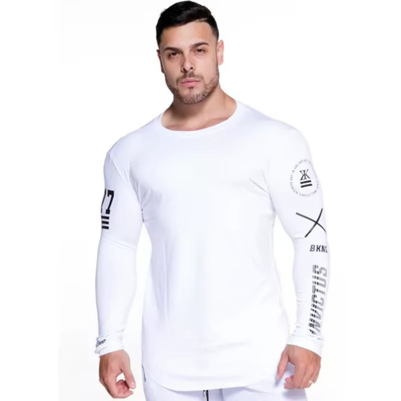 Nouveau T-shirt à manches longues automne gymnases marque vêtements coton Joggres musculation exercice chemise 2XL