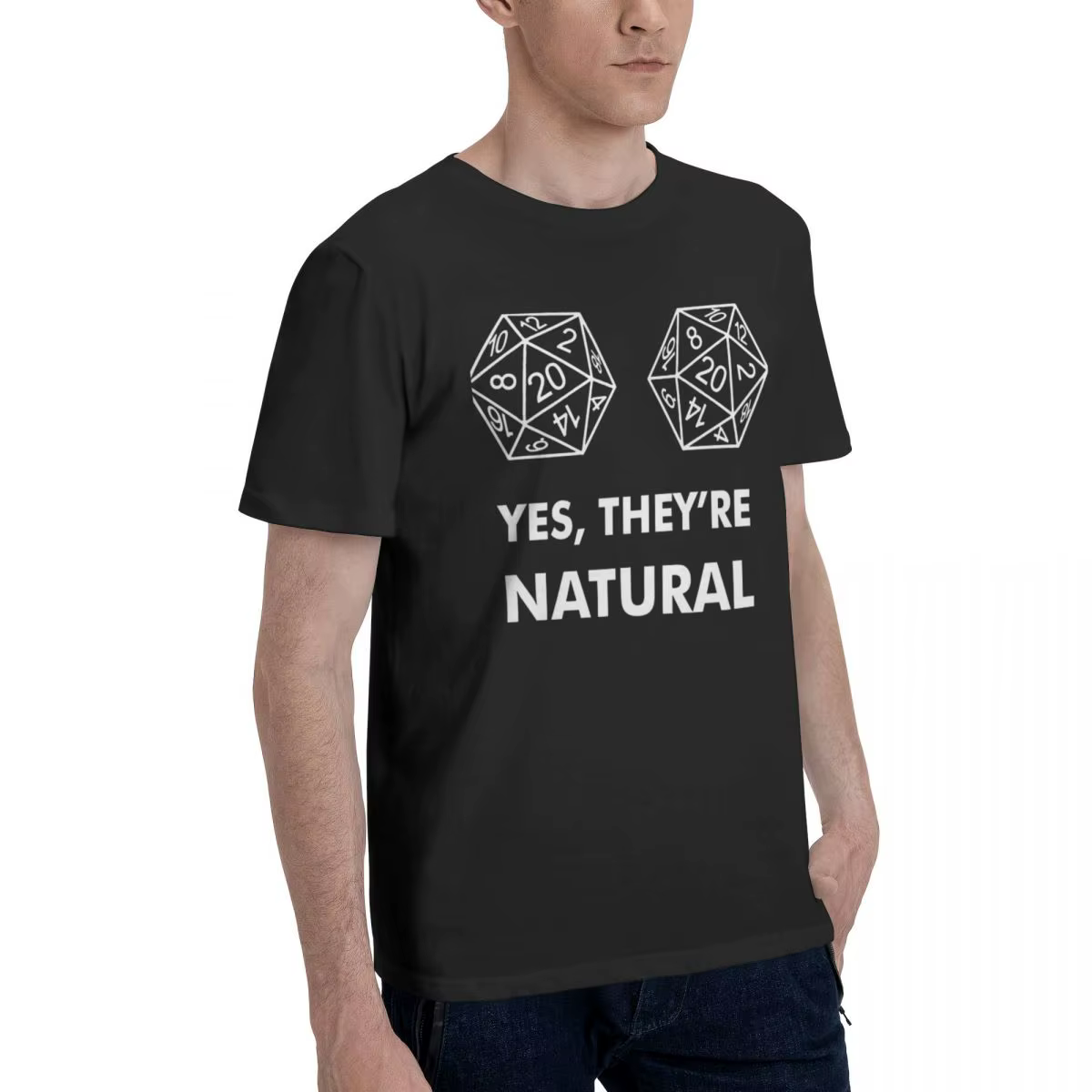 T-Shirt homme DnD jeu D20 oui ils sont naturels ajusté mode 100% coton
