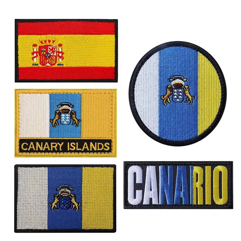 Îles canaries Espagne drapeau drapeaux brodés patchs Islas Canarias emblème épaule espagnol Badge appliqué pour vêtements sac à dos