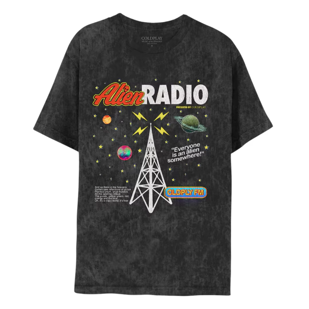COLDPLAY Alien Radio Music Of TheSpheres World Tour Tee T-shirt en pur coton pour hommes et femmes