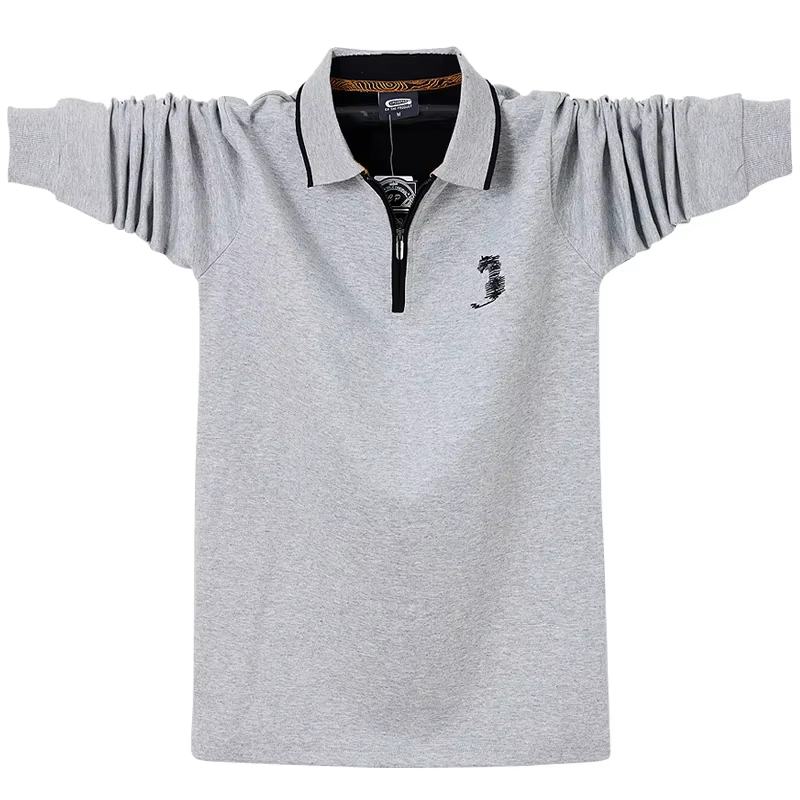 Polo brodé à manches longues pour homme