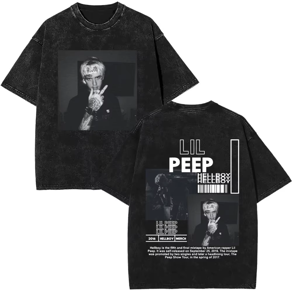 Lavé Vintage rappeur Lil Peep Album de musique 2025 T-shirts hommes femmes mode Hip Hop rétro