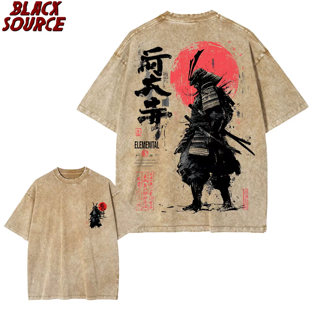 T173 T-shirts esprit samouraï japonais pour hommes