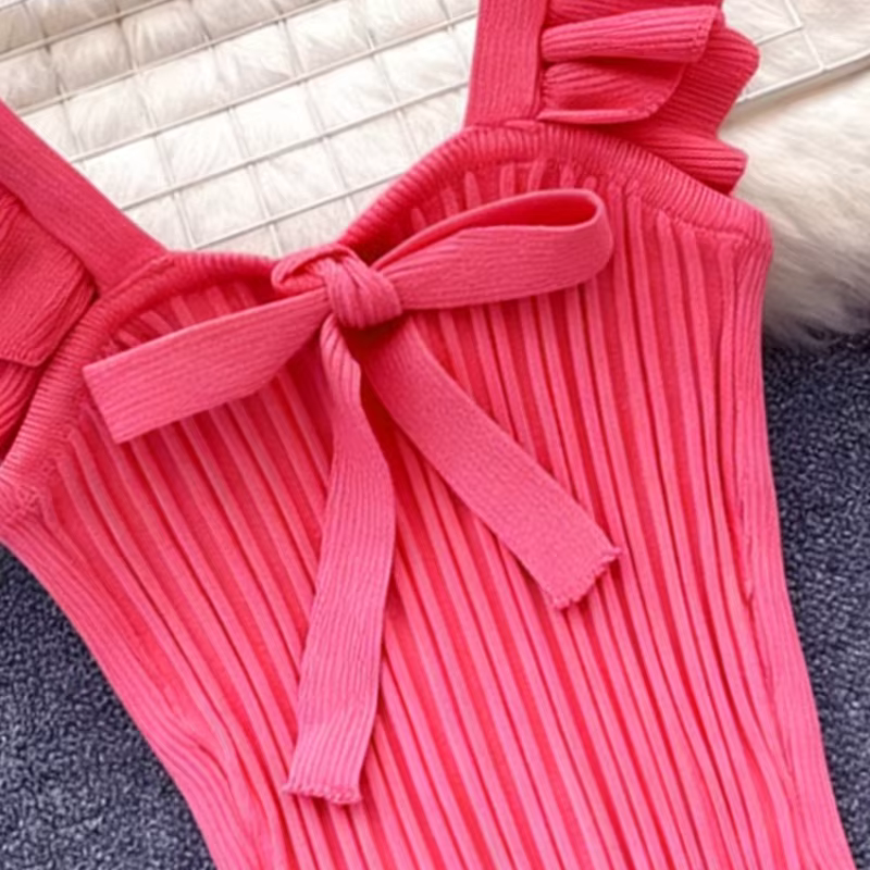 Nouvelle collection été 2026 – Haut court chic pour femme : débardeur en maille sans manches avec nœud