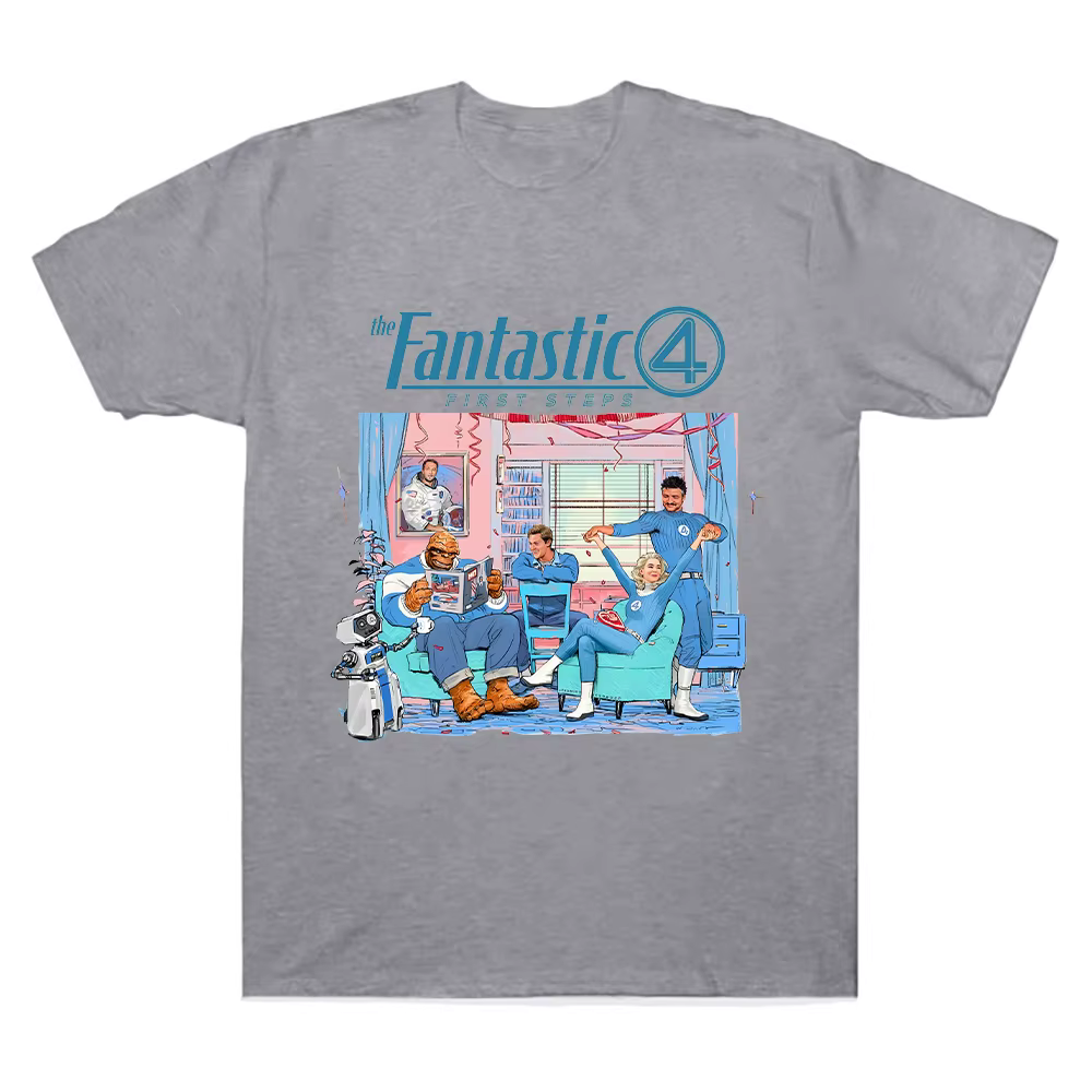 The Fantastic Four First Steps 2025 Movie T-shirt Men Women Cotton Tee Street Hip Hop Vintage Oversized Short Sleeve O-Neck Tops