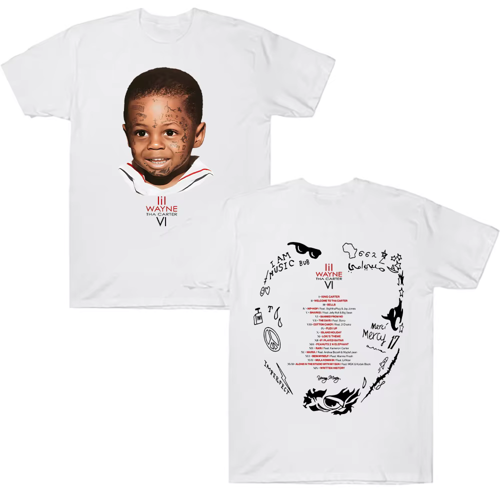 Rappeur Lil Wayne Tha Carter VI T-shirt graphique homme Hip Hop Vintage gothique
