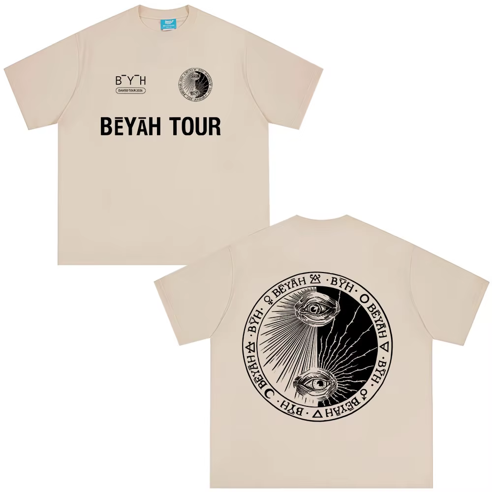 T-shirt Rapper Damso Beyah Tour 2026 – Mode Hip Hop Oversize à Manches Courtes – Vêtements Décontractés en Coton pour Hommes et Femmes