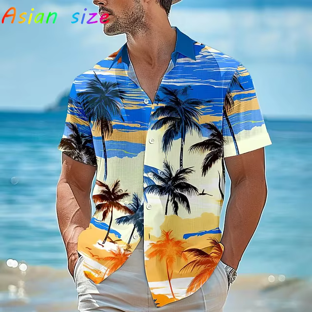 Nouveau palmier hawaïen hommes chemise boutonné chemises Tropical