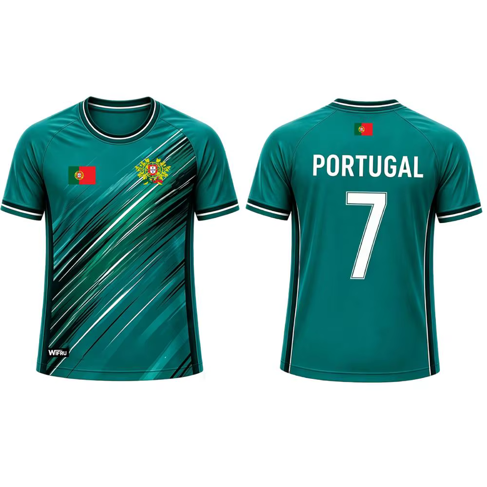 Nouveau maillot de football du Portugal, t-shirt de sport d'extérieur respirant à manches courtes pour hommes et femmes, haut décontracté