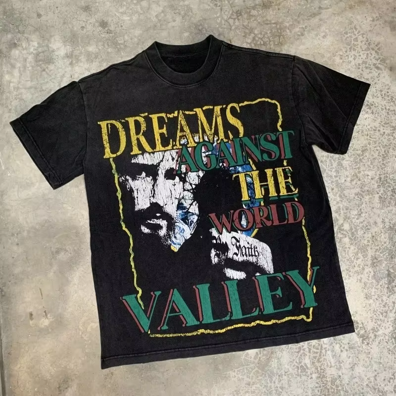 Été Vintage imprimé Vale Forever imprimé coton T-Shirt rétro Valley série confortable mode à manches courtes T-Shirt hommes haut pour femme