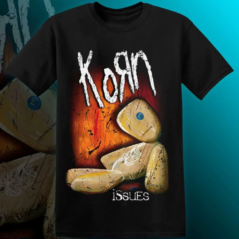 KORN ISSUES T-shirt Homme Femme Manches Courtes Rétro Bande Y2K