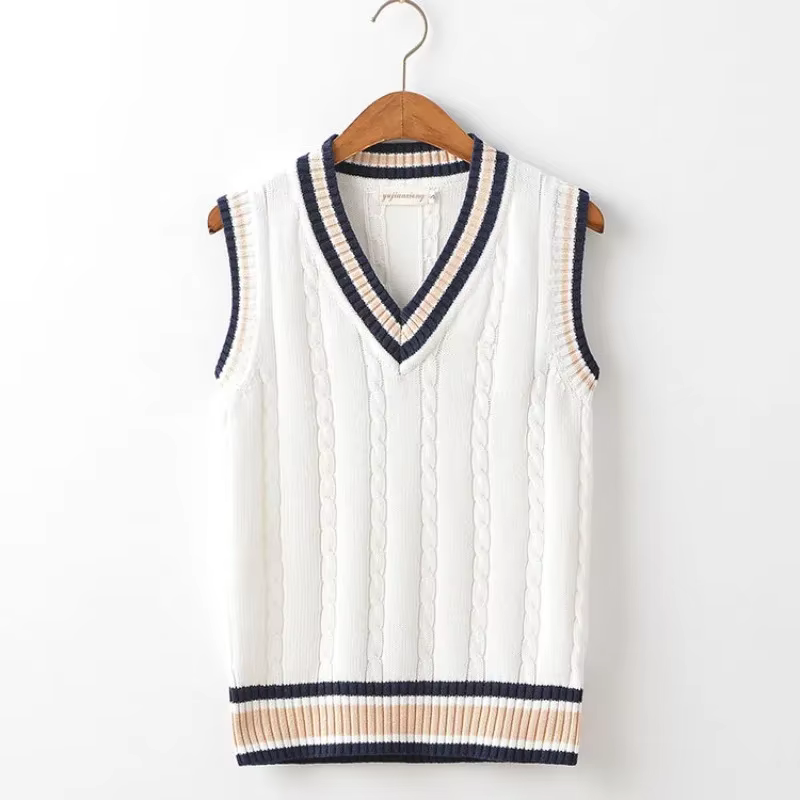 Chandails tricotés blancs rayés pour hommes
