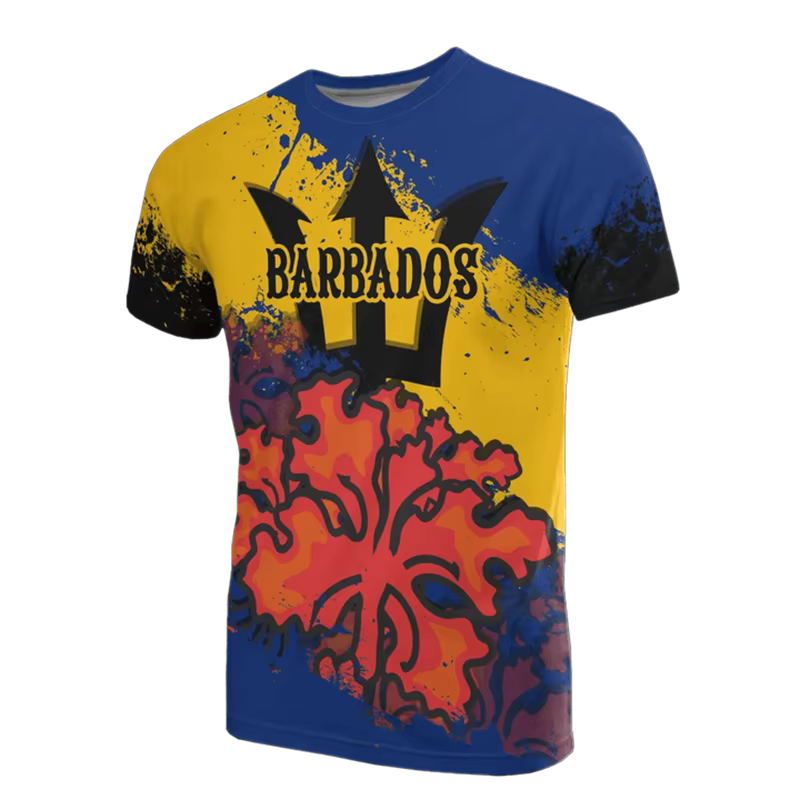 T-shirt imprimé en 3D de la carte de la Barbade pour hommes et femmes