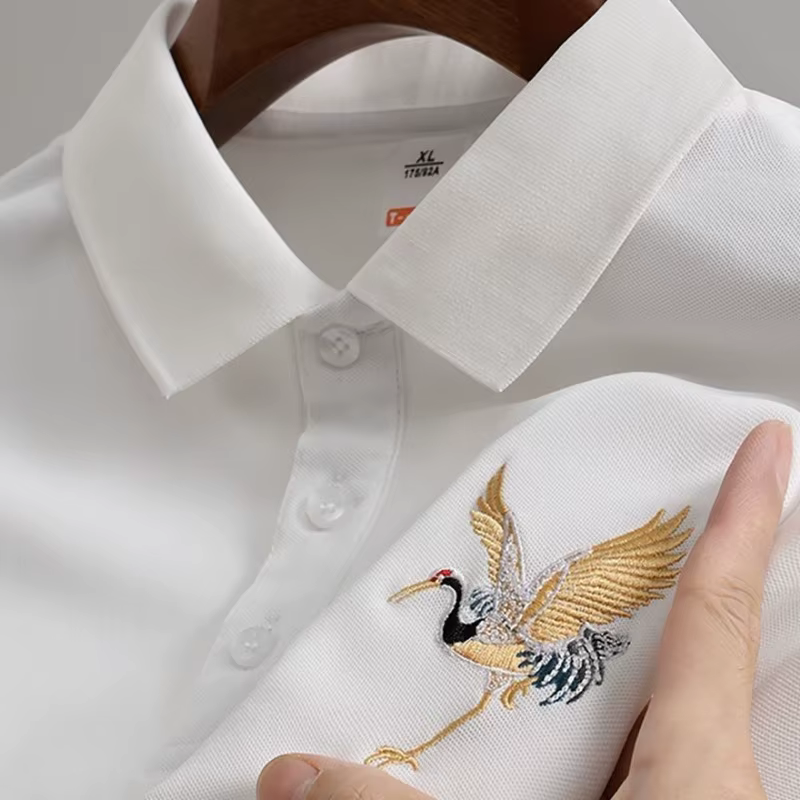 Polo à manches courtes pour homme avec broderie CraneTops