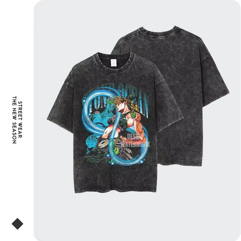 Anime Vintage Washed Chain T-shirt