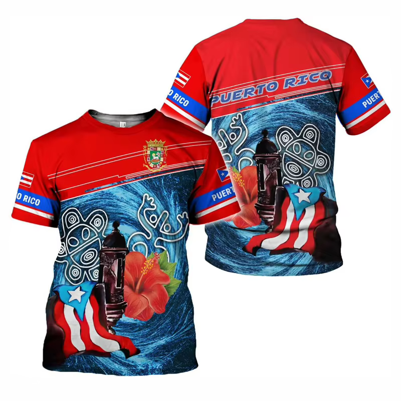 T-shirt graphique drapeau Porto Rico pour hommes
