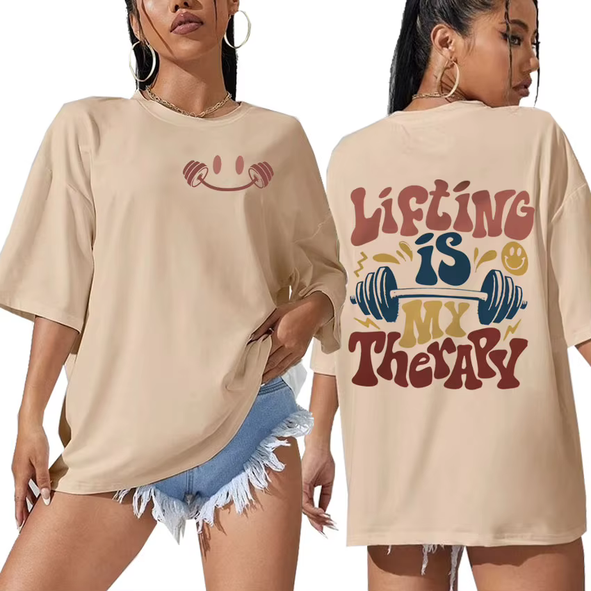 Le levage est ma époque de thérapie drôle Meme T-shirt hommes femmes été Harajuku mode T-shirts Vintage col rond