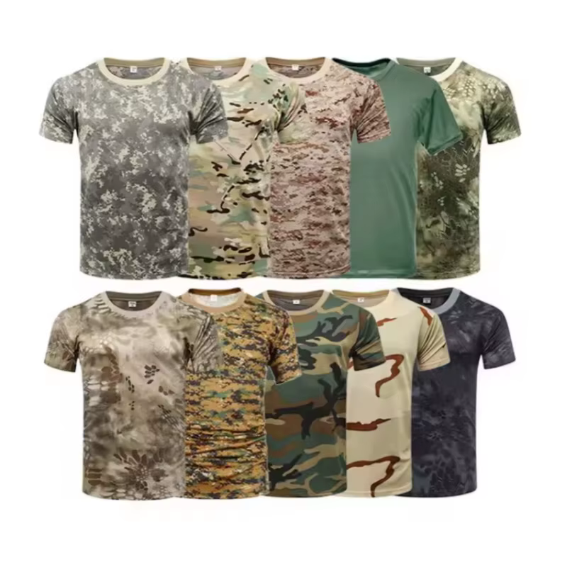 T-shirt camouflage tactique imprimé 3D pour homme