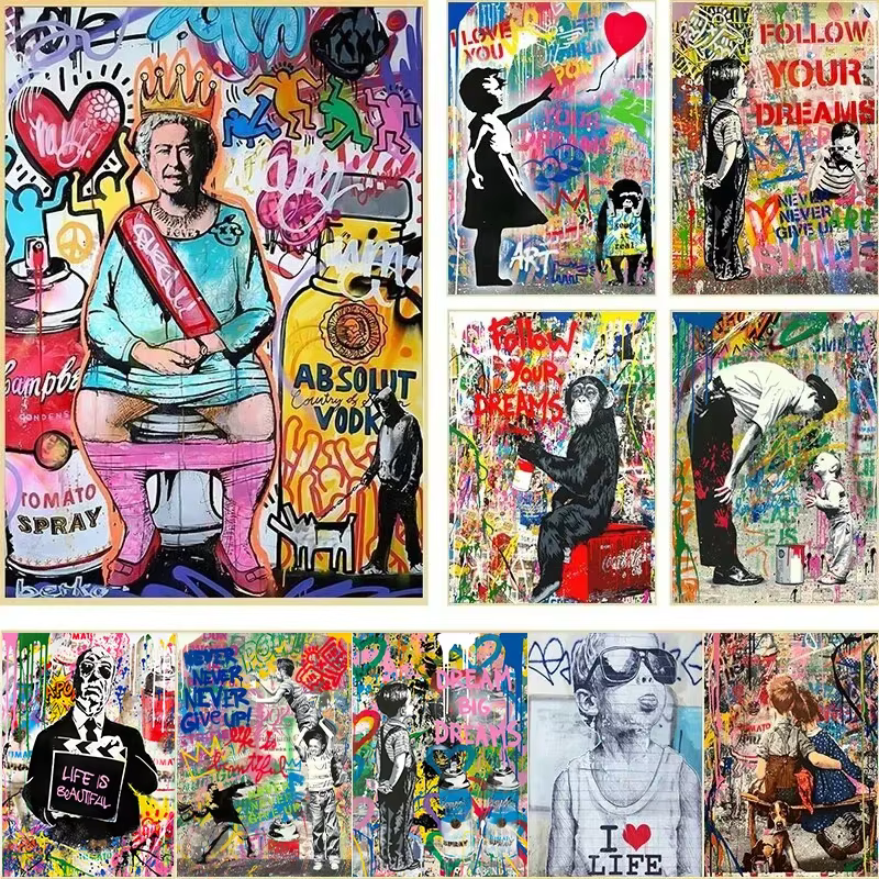 Graffiti Street Wall Art Pop Art affiches Banksy Portraits de personnes célèbres peintures à l'huile abstraites