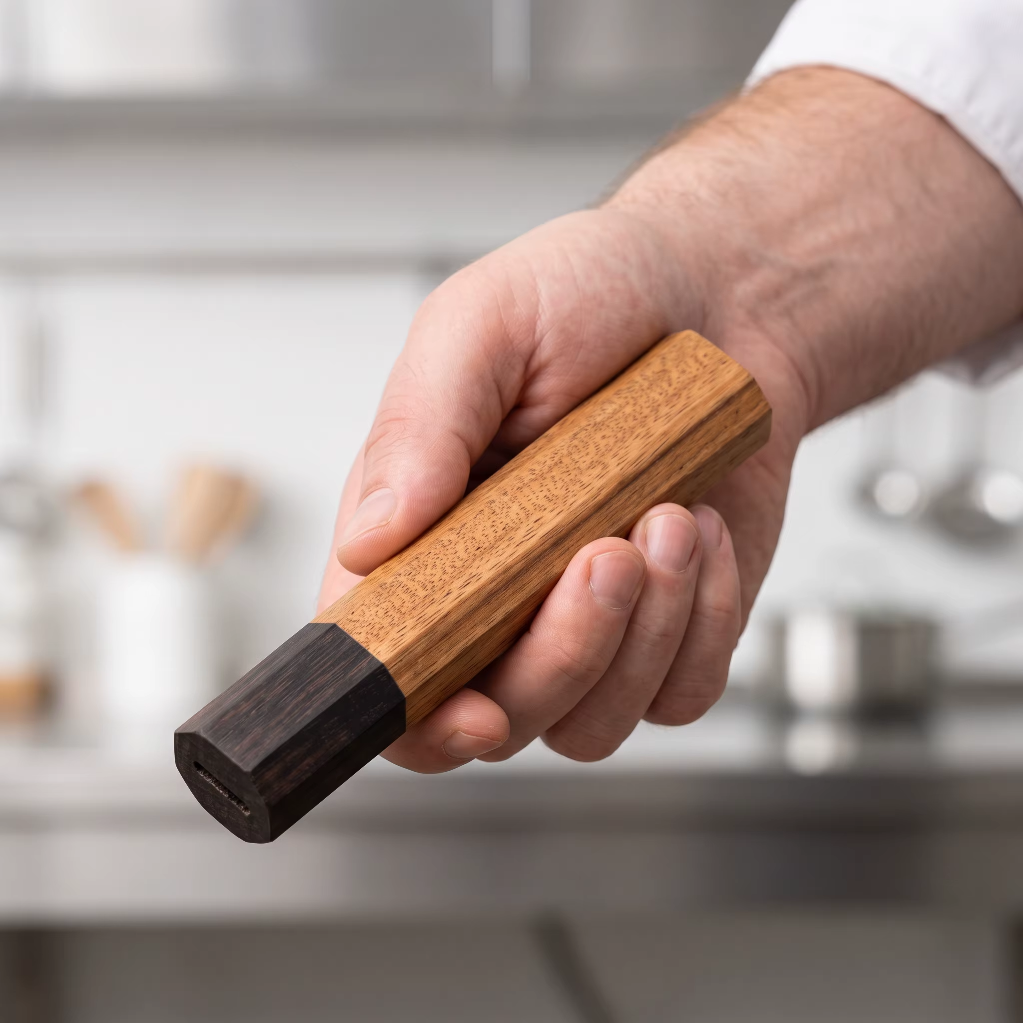 Manche de couteau octogonal en ébène japonais fait main pour les passionnés de bricolage, compatible avec divers styles de couteaux de cuisine courants