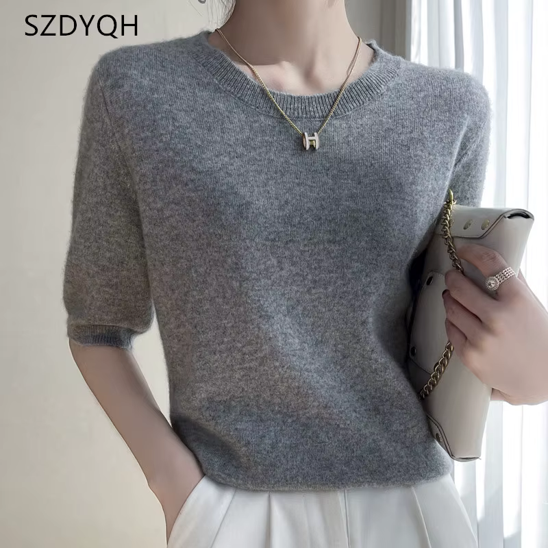 T-shirt à manches courtes et col rond pour femme