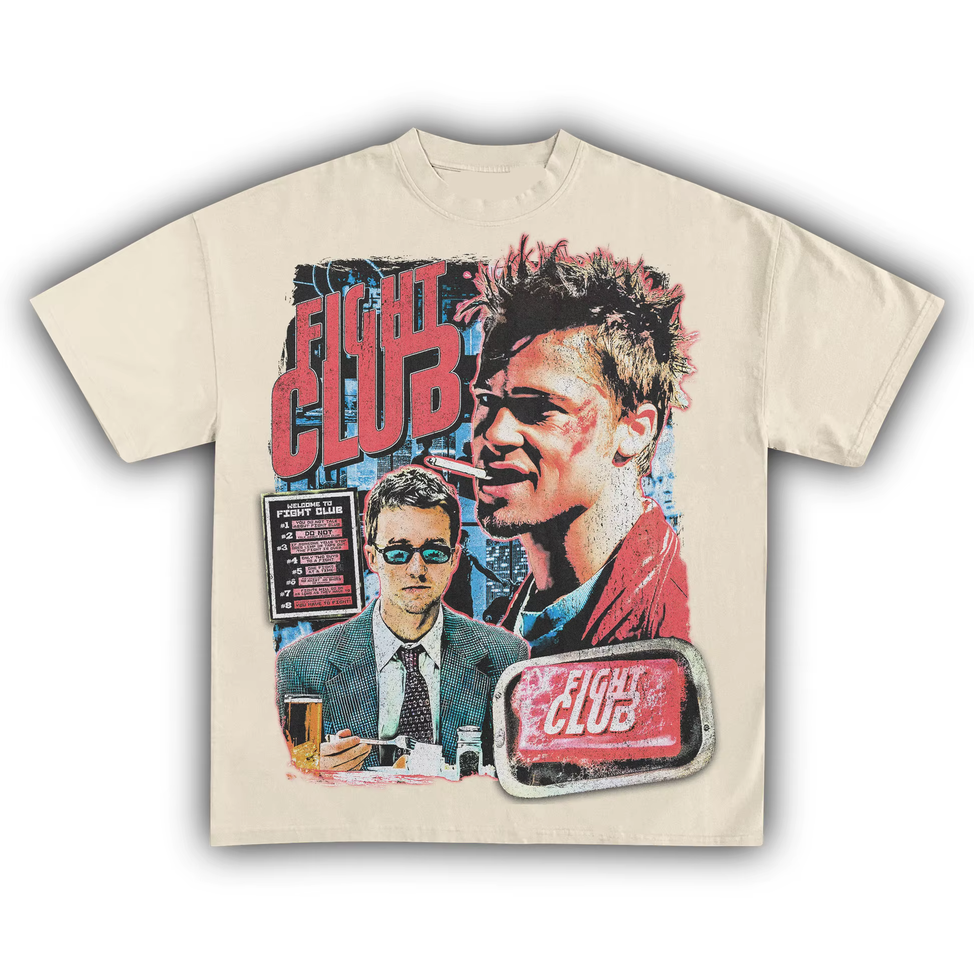T-shirt rétro Fight Club Brad Pitt Edward Norton pour hommes et femmes
