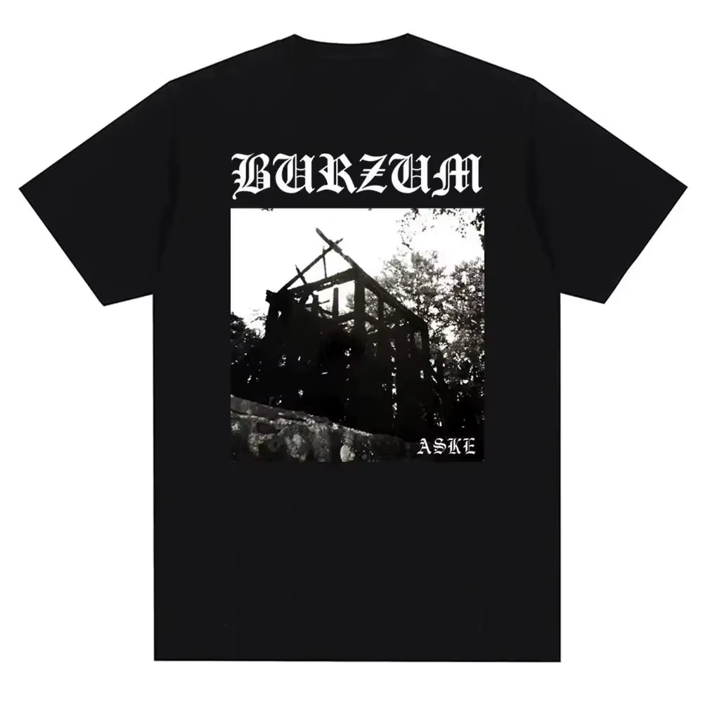 T-shirt vintage en métal avec impression de couverture d'album Burzums